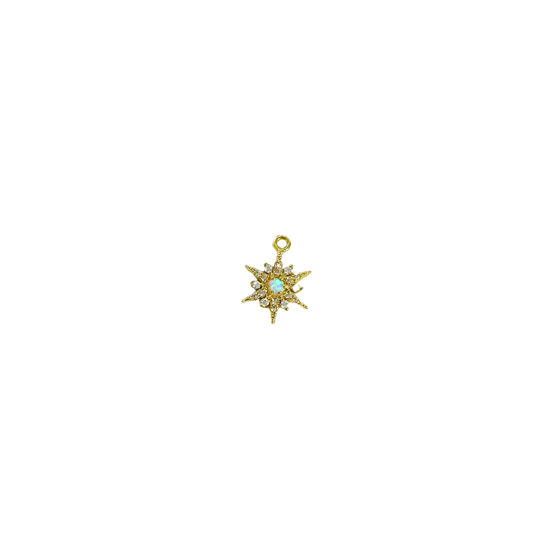 Opal CZ Star Gold Charm