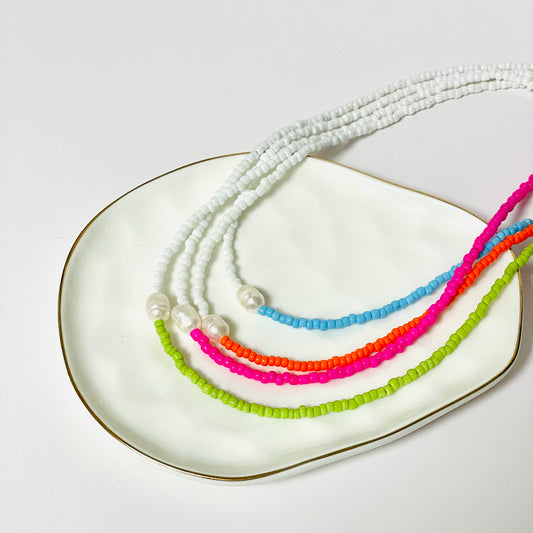 Solo Pearl Beaded Necklace - Blue