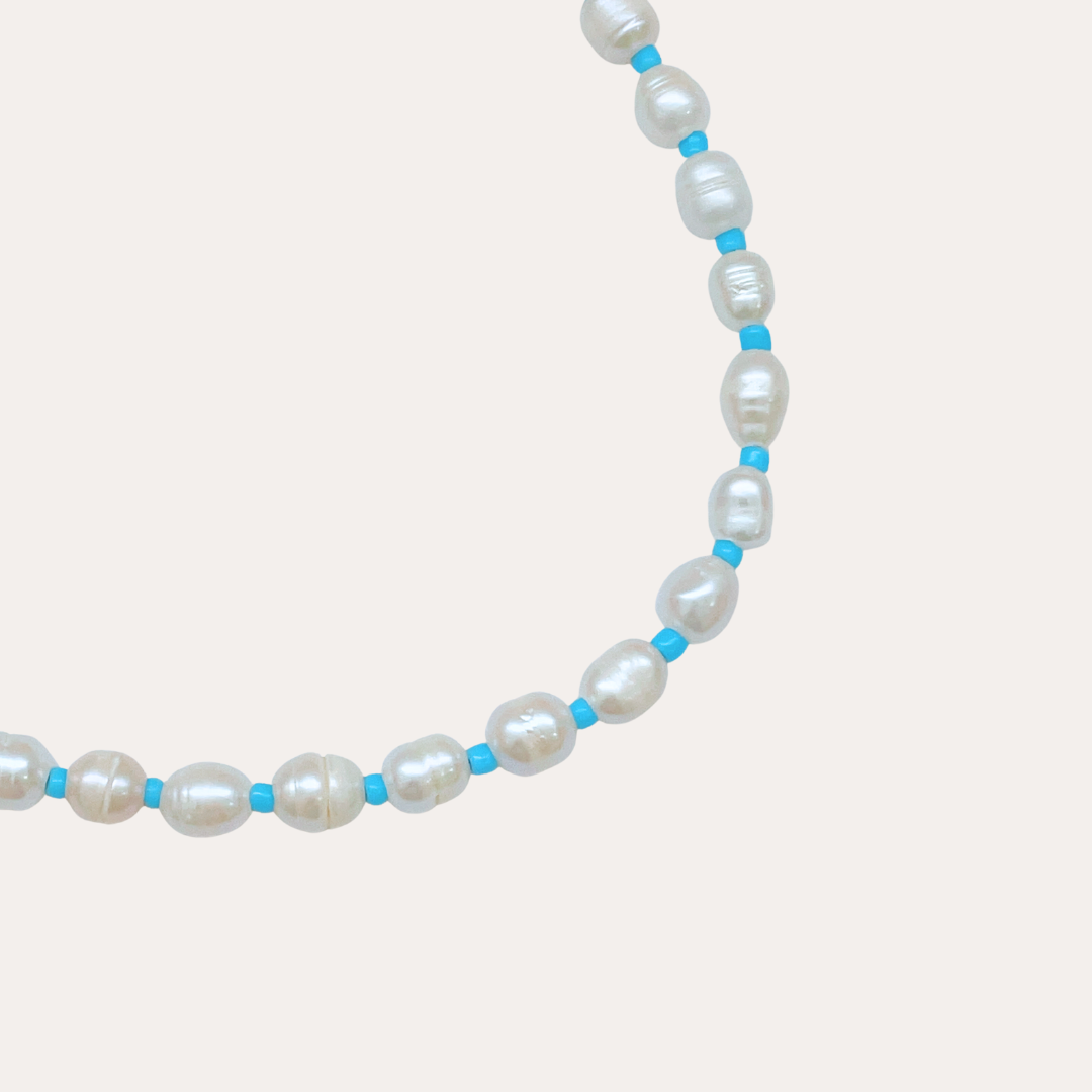 Blue on sale pearl necklace