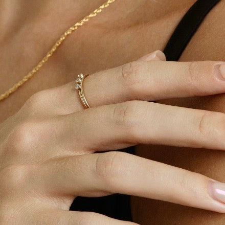 Greta | 14K Gold filled three Cz Ring