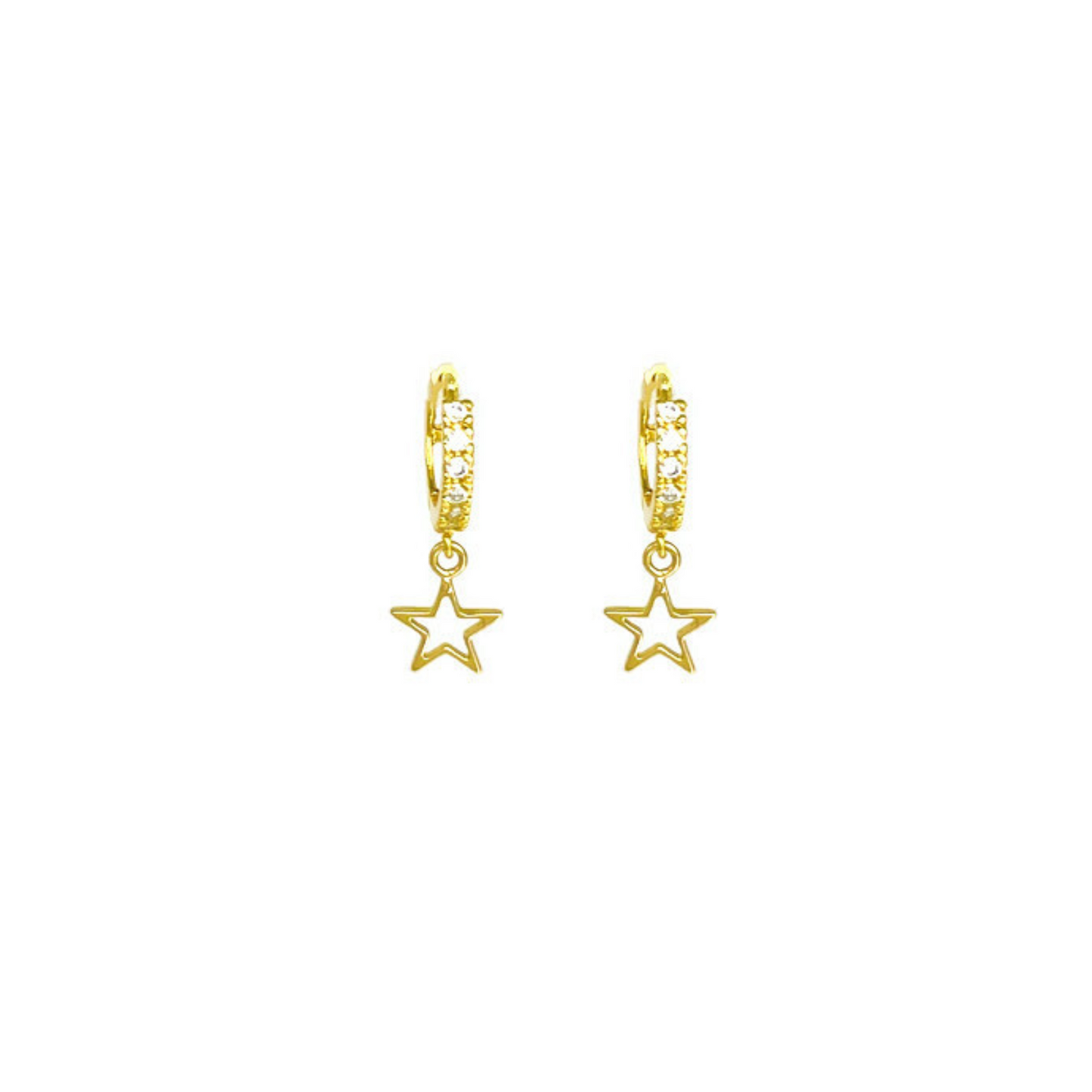 Sabrina | 14K Gold Vermeil Pave Star Huggies