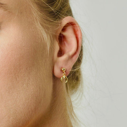 Maya | 14K Gold Filled Pave Crescent Moon Studs
