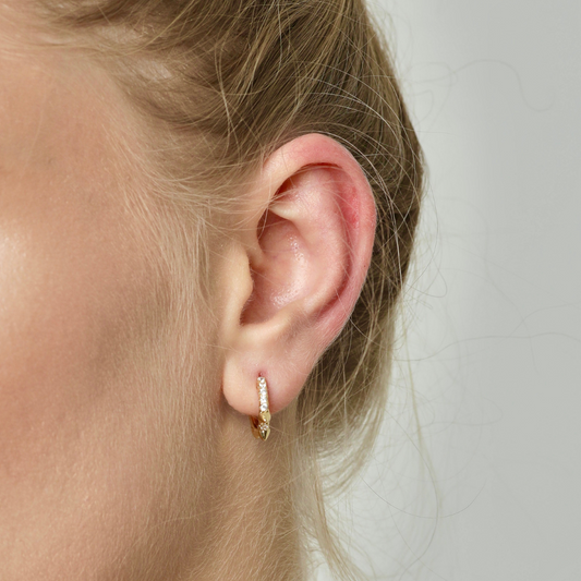 Maggie | 14K Gold Vermeil Pave three Spike Huggie Earring