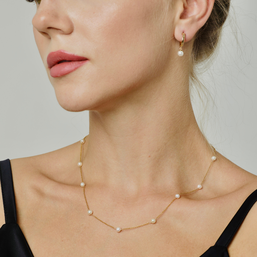 Kelsey | 14K Gold filled Pearl Station Necklace