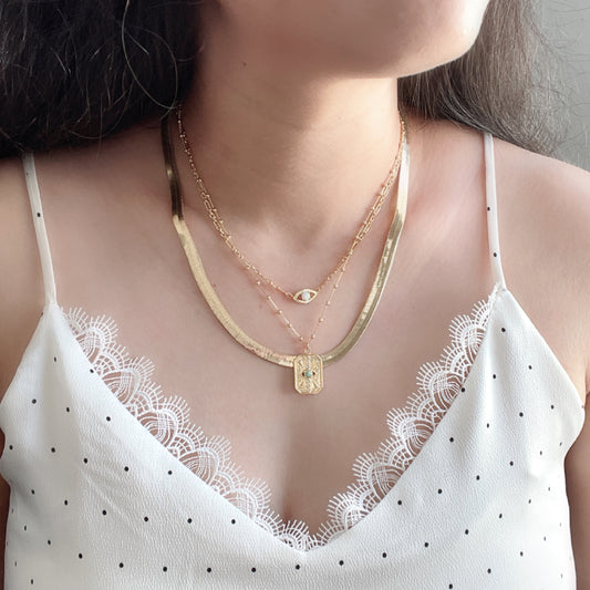 Ella | 14K Gold filled Opal Evil Eye Tarot Card Necklace