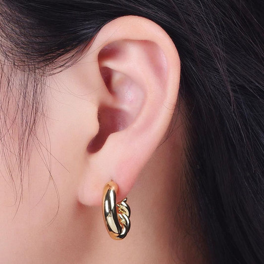 Carla | 14K Gold Filled Half Twist Stud Hoop Earrings