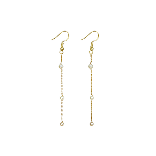 Kelsey | 14K Gold filled Pearl Chain Earrings