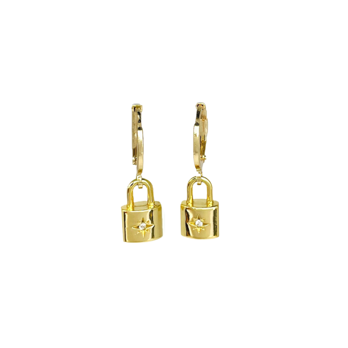 Kimberly | 14K Gold filled Cz Star PadLock Huggies