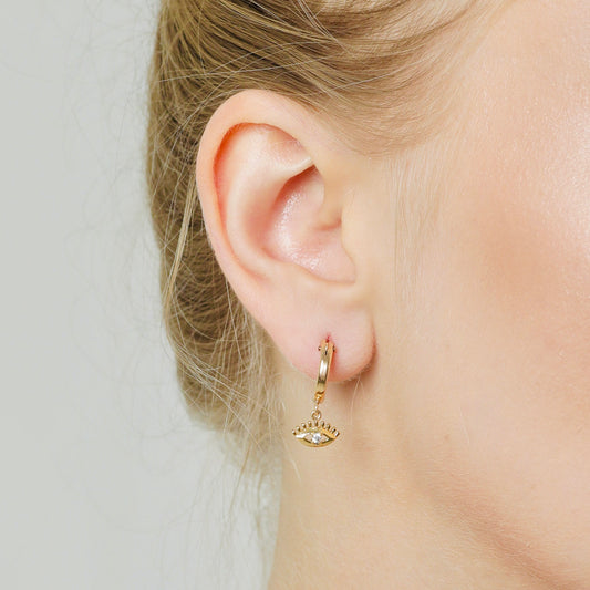 Eva | 14K Gold filled Cz Evil Eye Huggies