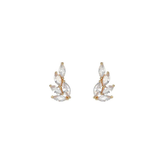 Josephine | 14K Gold filled Cz Leave Stud Climber Earrings