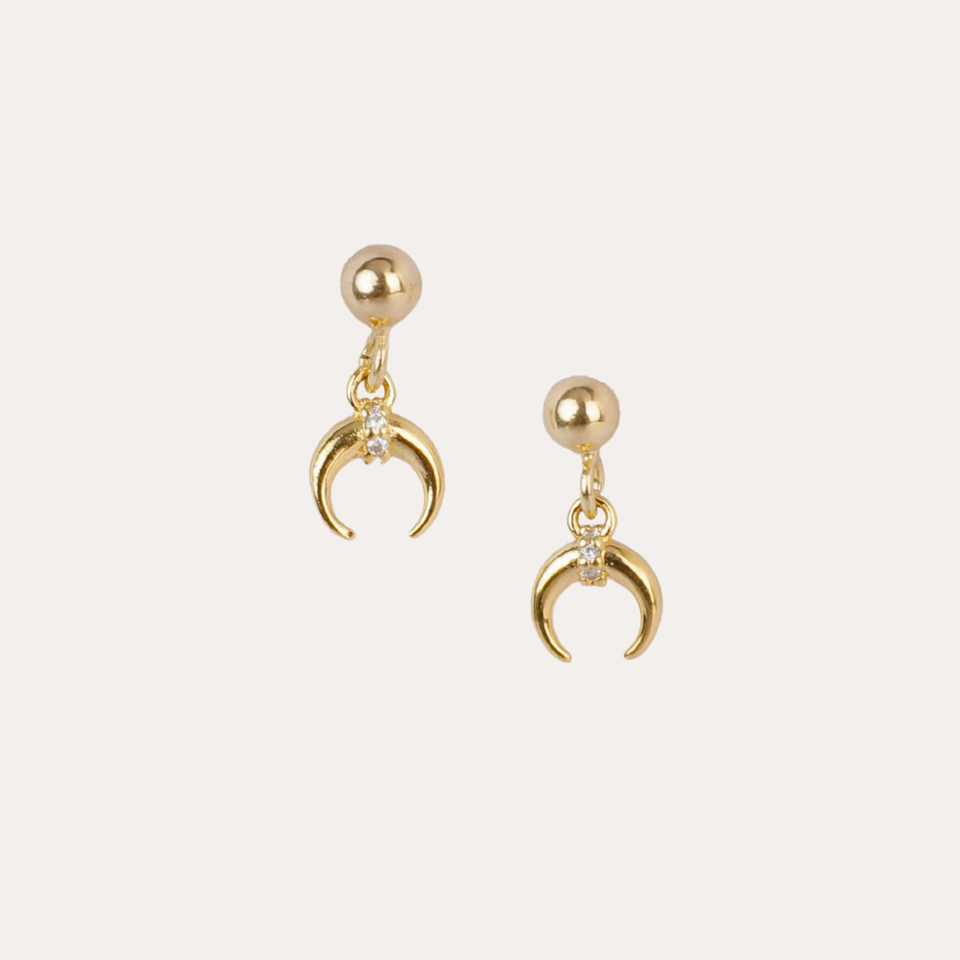 Crescent Moon Stud Earrings Gold Filled