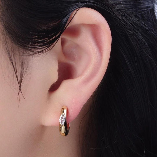 Margaret | 14K Gold filled Cz Marquis Evil Eye Hoop Earrings