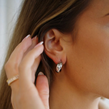Sienna Earrings | Mini Twist Hoop Stud 18K Gold PVD
