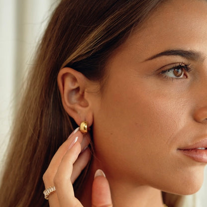 Ava | Mini Chunky Hoop Stud 18K Gold PVD