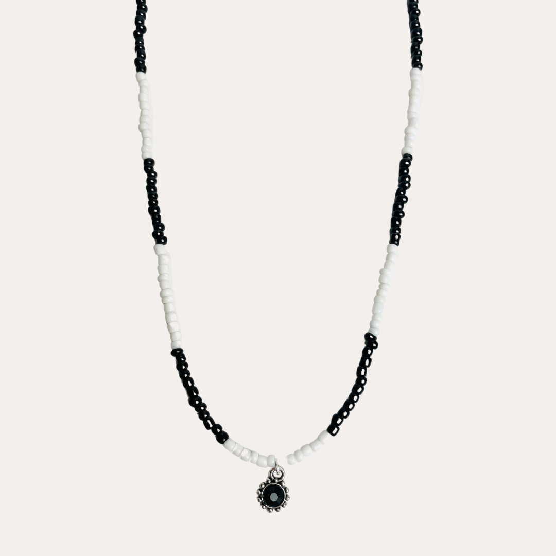 Black White Beaded Necklace