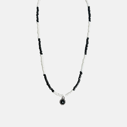 Black White Beaded Necklace