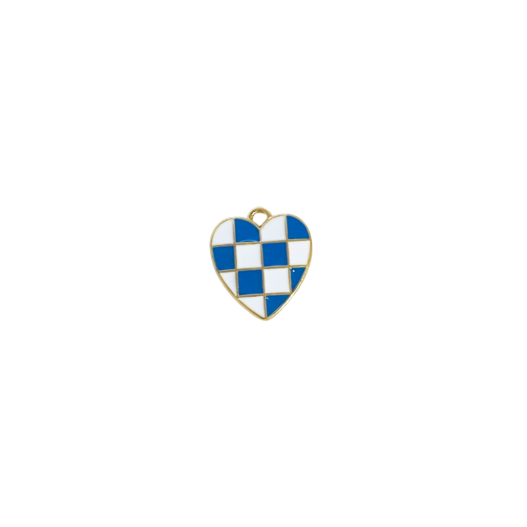 Checker Heart Enamel Charm