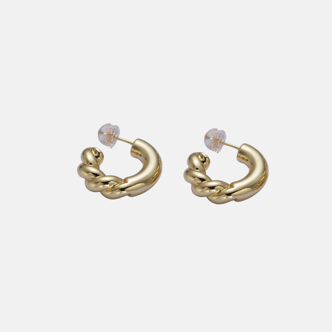 Carla | 14K Gold Filled Half Twist Stud Hoop Earrings