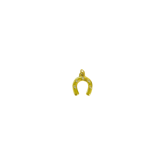 CZ Gem Gold Horseshoe Charm