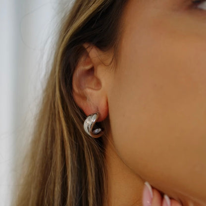 Sienna Earrings | Mini Twist Hoop Stud 18K Gold PVD