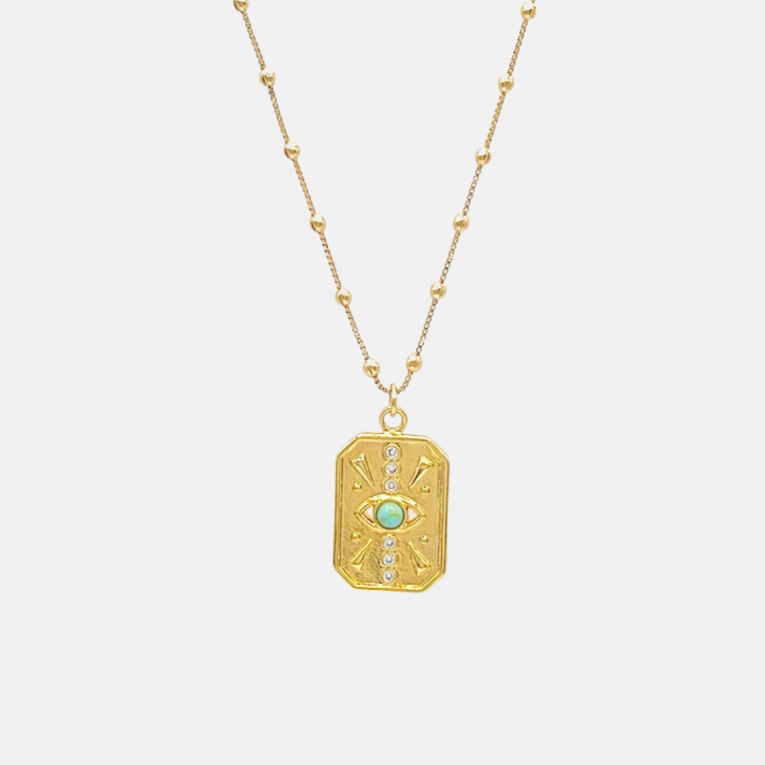 Ella | 14K Gold filled Opal Evil Eye Tarot Card Necklace