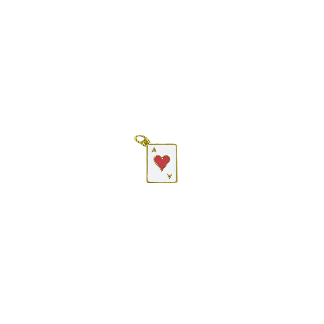Gold Ace Card Heart Charm