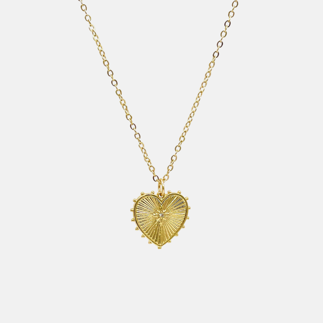 Heather | 14K Gold filled Cz Heart Sunburst Necklace