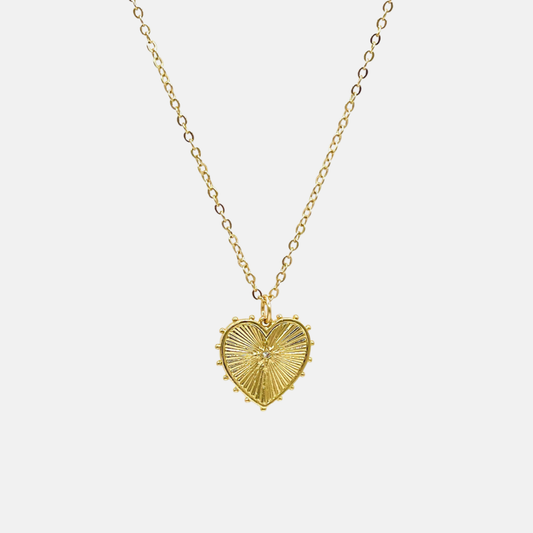 Heather | 14K Gold filled Cz Heart Sunburst Necklace