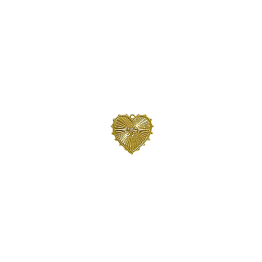 Heart CZ Sunburst Gold Charm