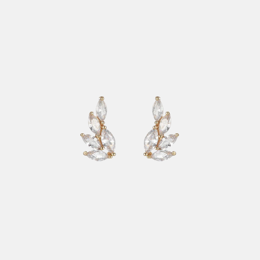 Josephine | 14K Gold filled Cz Leave Stud Climber Earrings