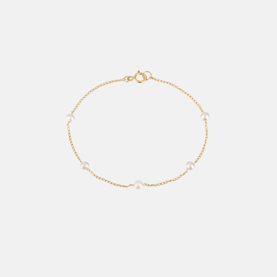 Kelsey | 14k Gold filled Pearl Station Anklet