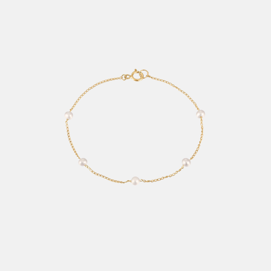 Kelsey | 14k Gold filled Pearl Station Anklet