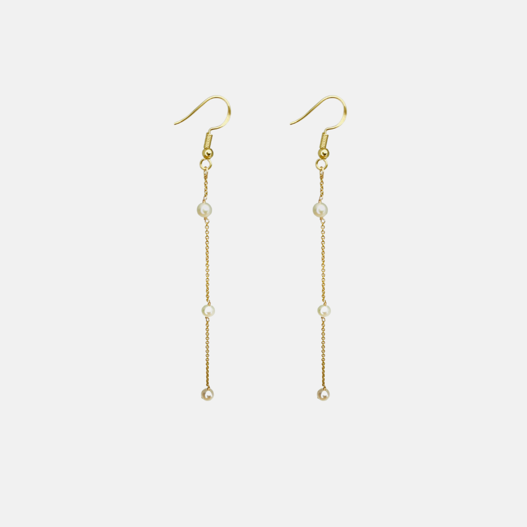 Kelsey | 14K Gold filled Pearl Chain Earrings