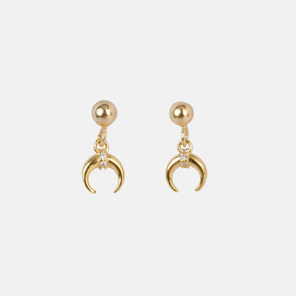 Maya | 14K Gold Filled Pave Crescent Moon Studs