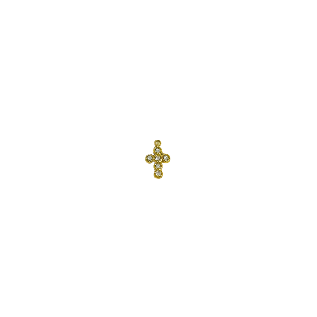 Mini CZ Cross Gold Charm