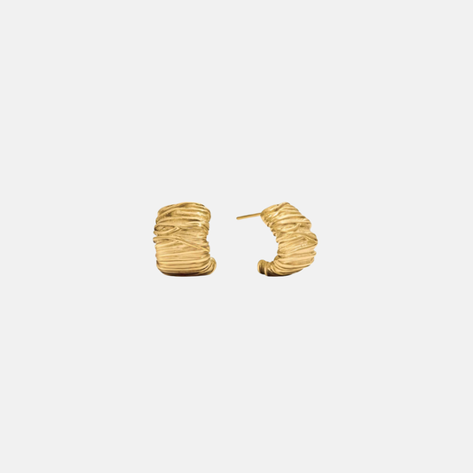 Gia Earrings | Mini Texture Ribbed Hoop Stud Gold PVD