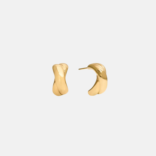 Sienna Earrings | Mini Twist Hoop Stud 18K Gold PVD