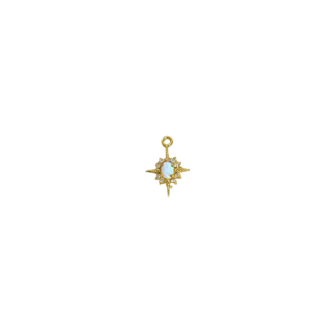 Oval Opal Star Gold Charm