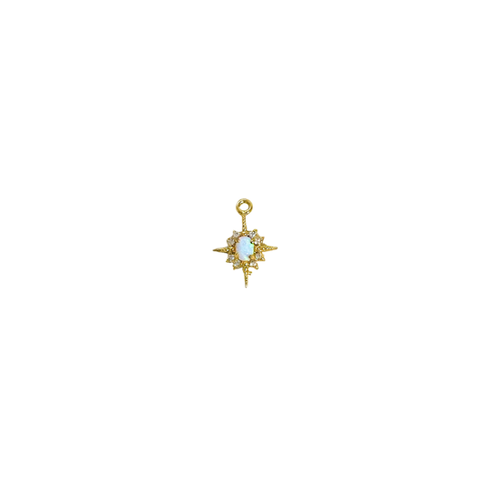 Oval Opal Star Gold Charm