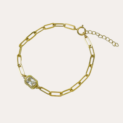 Green Charm 14K Gold filled Figaro Chain Bracelet