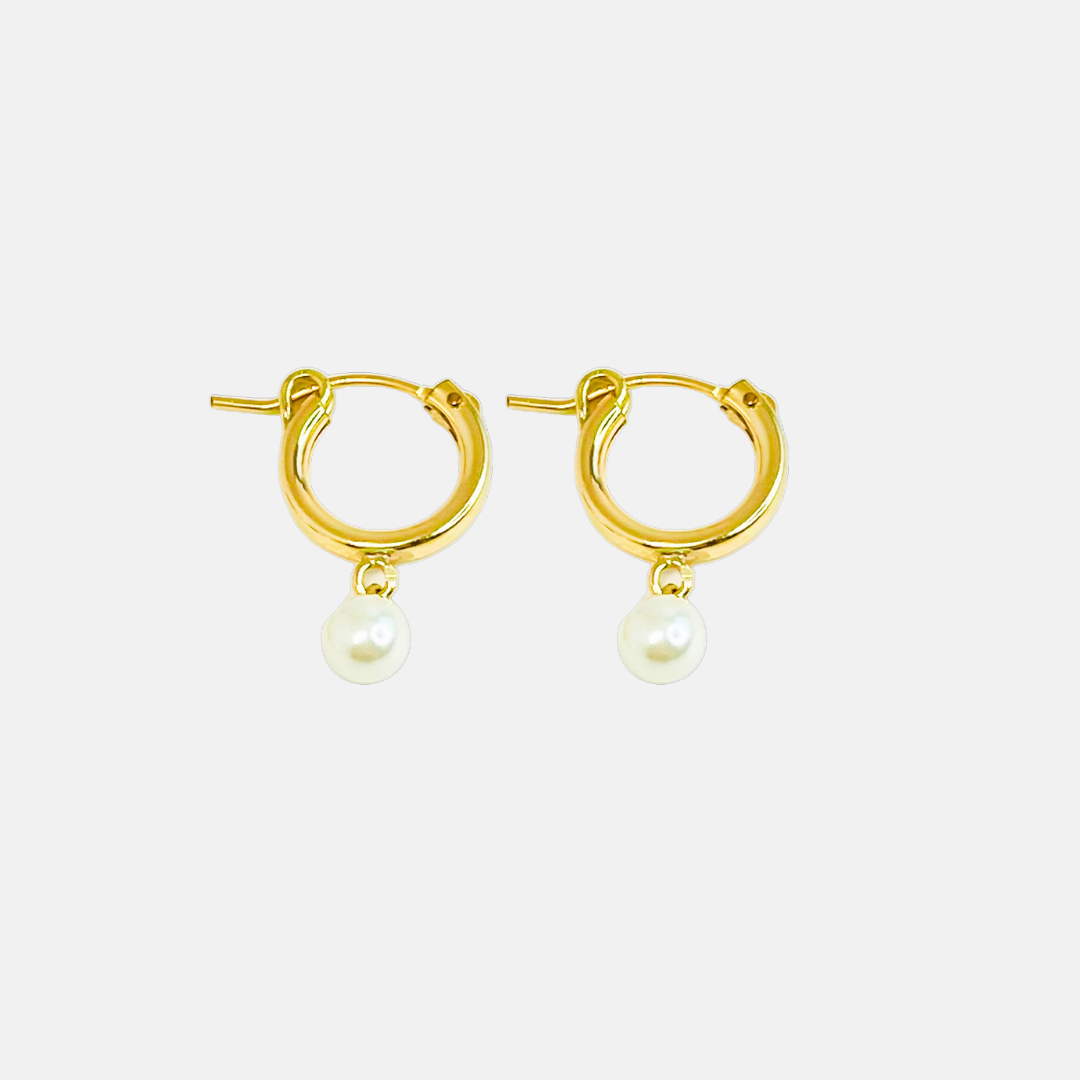 Priscilla | 14K Gold filled Pearl Huggies