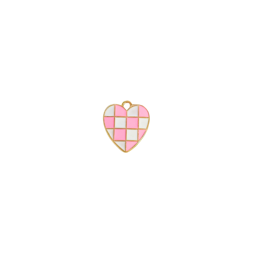 Checker Heart Enamel Charm