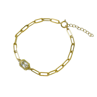 Green Charm 14K Gold filled Figaro Chain Bracelet