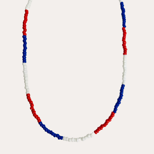Red White Blue Beaded Necklace