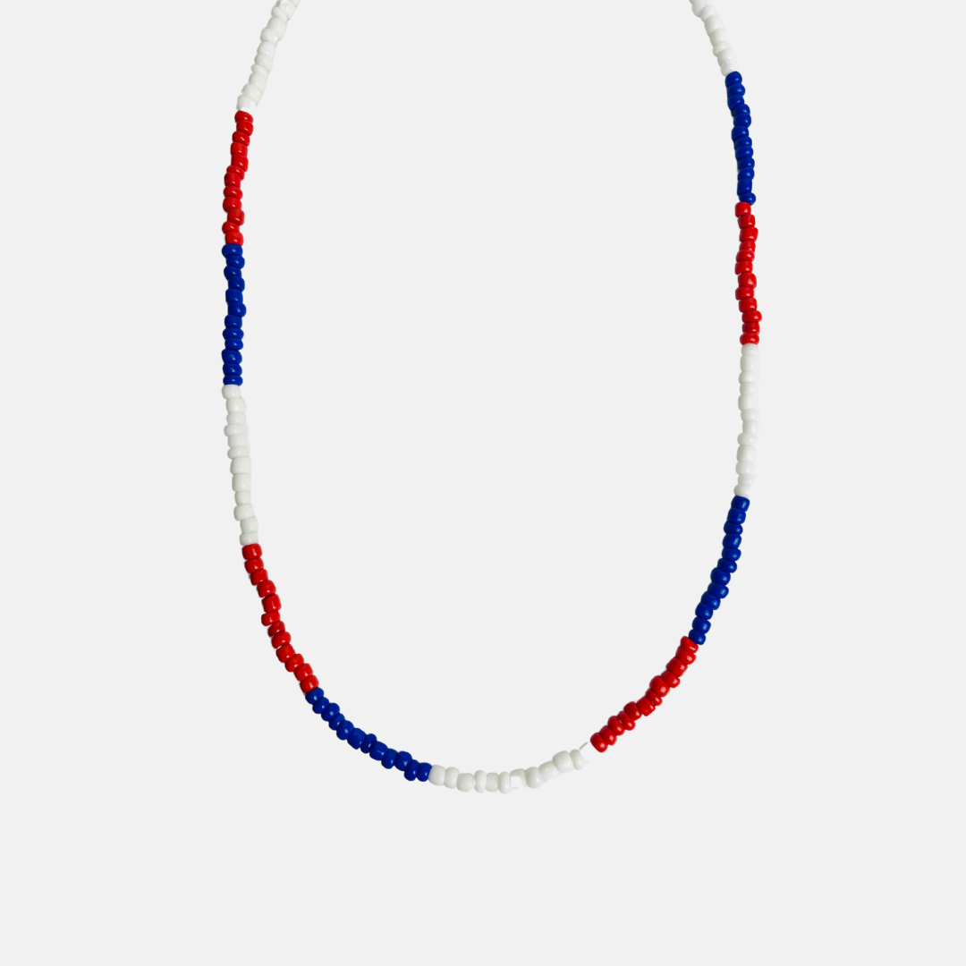 Red White Blue Beaded Necklace