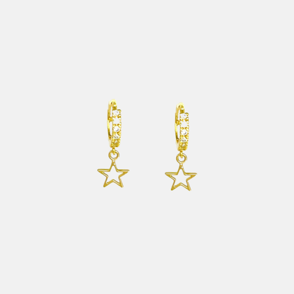 Sabrina | 14K Gold Vermeil Pave Star Huggies