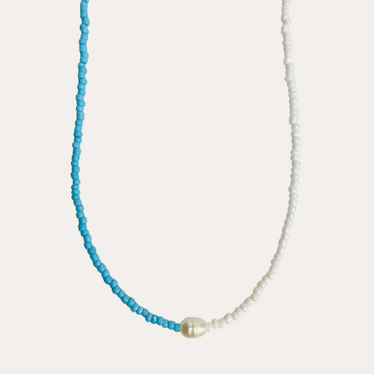 Solo Pearl Beaded Necklace - Blue