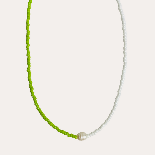 Solo Pearl Beaded Necklace - Green