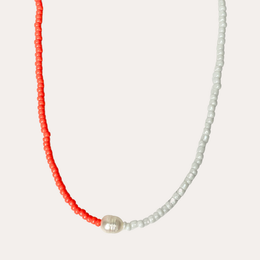 Solo Pearl Beaded Necklace - Orange