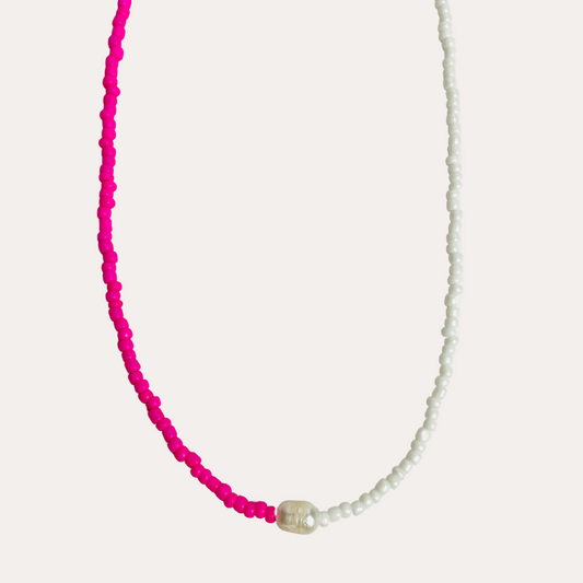 Solo Pearl Beaded Necklace - Pink